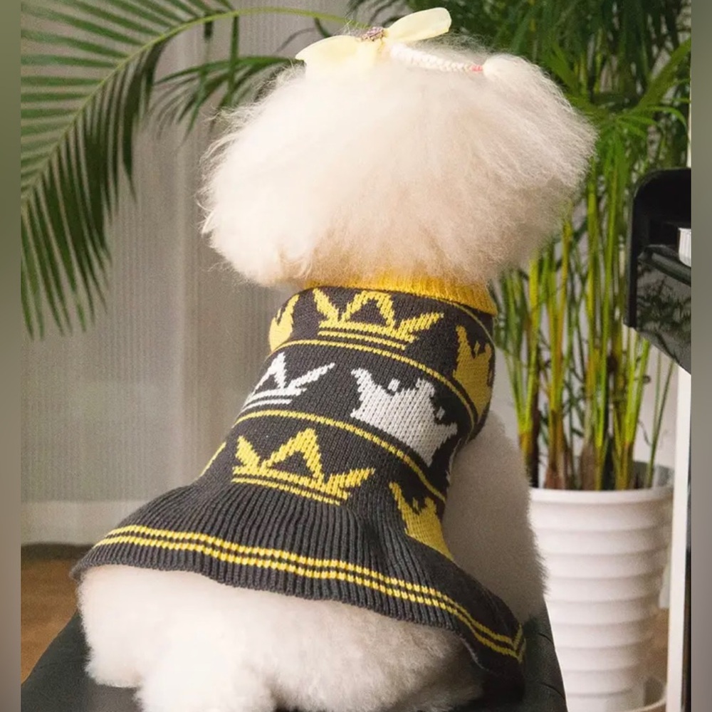 Cute dog sweater for winter time nice and warm yellow and brown X large - Picture 2 of 9